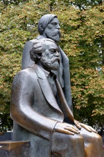 Bronze statues of Karl Marx and Friedrich Engels