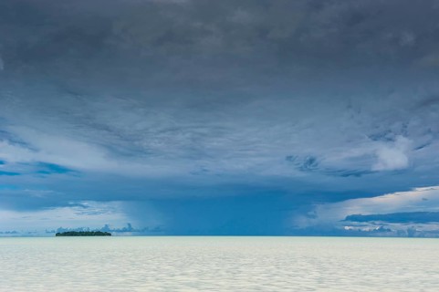 Dramatic sky above an islet