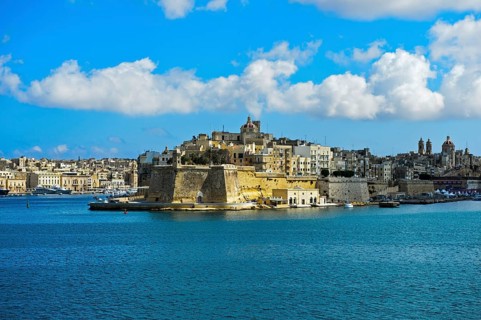 The fortified city of Senglea seen from the Grand Harbour of Valletta