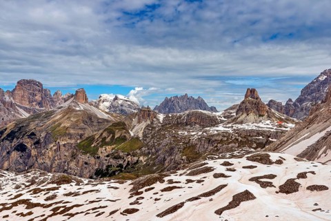 The mountains around the Valle di Rimbon and Rifugio Locatelli alle Tre Cime or Drei Zinnen Hutte