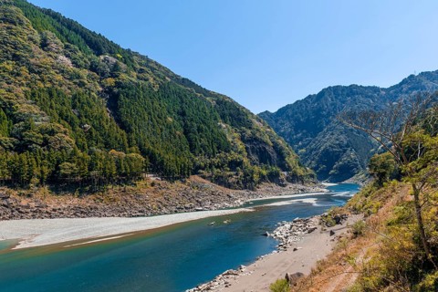 Kumano river flows through wide valley