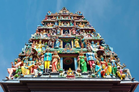 Hindu deities at Sri Mariamman or Mother Goddess Temple