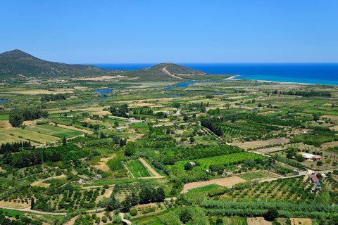 Fertile plain around the delta of the river Fiume di Posada