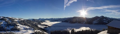 Alpine panorama in afternoon sun