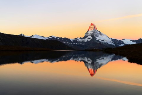 Matterhorn reflected in lake Stellisee