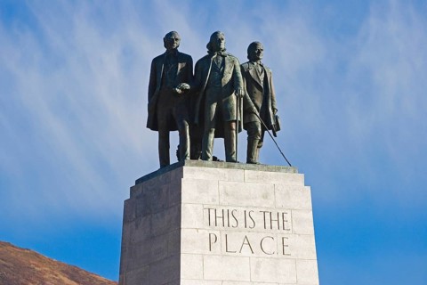 This Is The Place Monument commemorates the arrival of the Mormon pioneers in the Salt Lake Valley of Utah in July of 1847