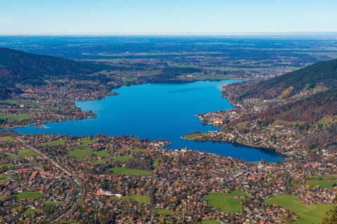 View from Wallberg mountain to Lake Tegernsee