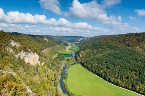 Danube Valley seen from Knopfmacherfelsen rock in the autumn