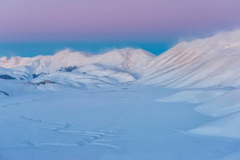 Piano Grande of Castelluccio di Norcia at sunset in winter