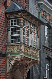 Wooden balcony of the historic Town Hall
