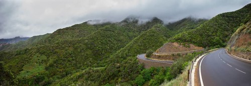 Road winding from the forest to the valley of Vallehermoso