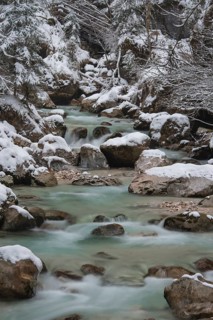 Winter in the Ramsauer Ache in the Zauberwald forest