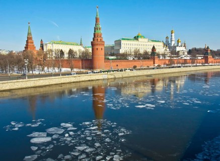 Moscow Kremlin with palace and cathedrals in spring