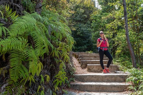 Female hiker on the way to Mount Misen
