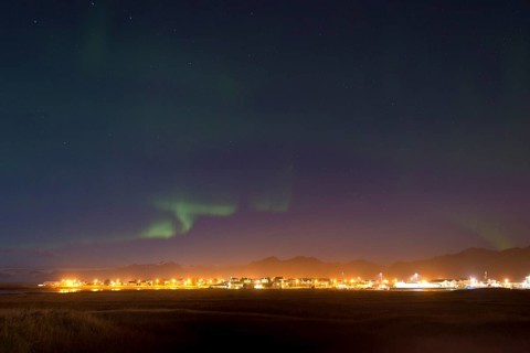 Northern lights and starry sky