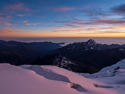 Glacier at sunset