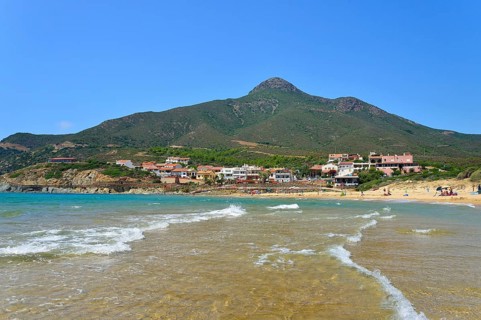 Shallow water on the long sandy beach