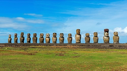 Row of Moai statues