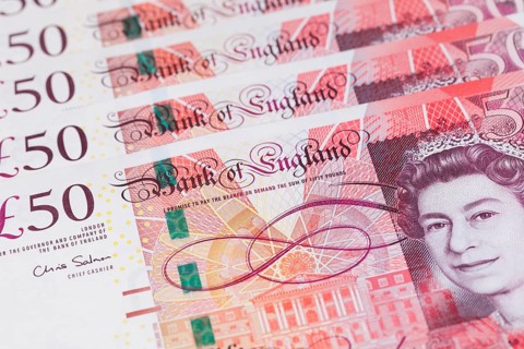 British fifty pound notes
