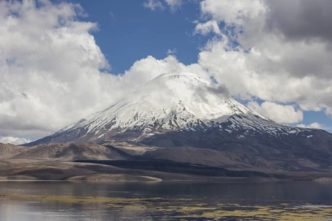 Lake Chungara and the Parinacota volcano