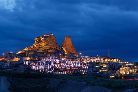 Townscape with rock castle