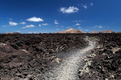 Path through a lava field