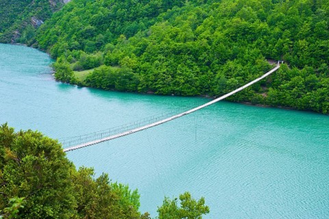 Suspension bridge across the Black Drin River