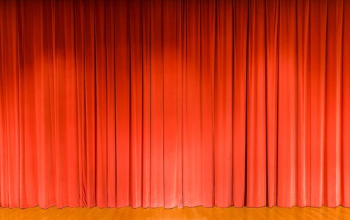 A curtain in light red