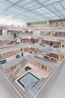 Gallery hall of the new public library at Mailander Platz square