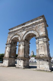 The Roman Arch of Germanicus with the Cathedral of Saint Peter