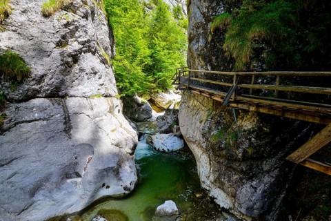 Wooden boardwalk in the Nothklamm gorge