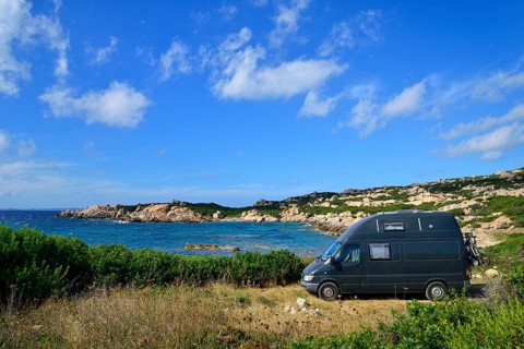 Camper on a bay