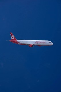 D-ALSA Air Berlin Airbus A321-211 in flight against blue sky