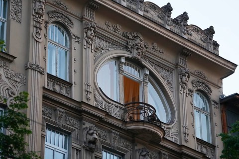 Art Nouveau facade of the house Eliza iela 10a or Elizabeth Street 10a