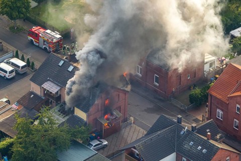 Fire in a pithead building