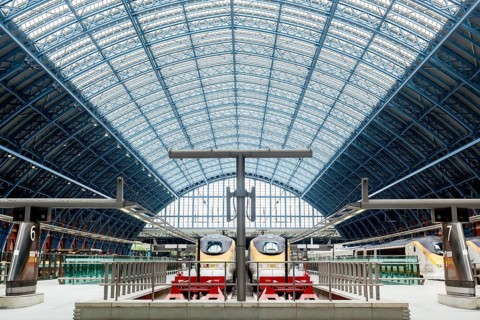 Terminal and station platforms at London's St. Pancras Station