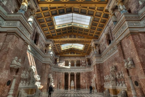 Walhalla Temple interior view to the loft with the caryatids and the busts