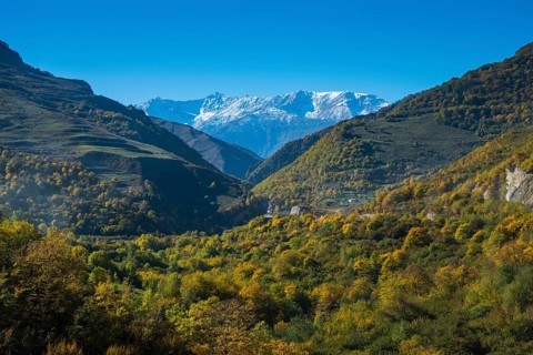 The caucasian mountains in fall