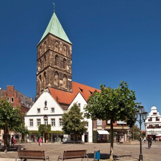 Historical market square with Church of St. Dionysius