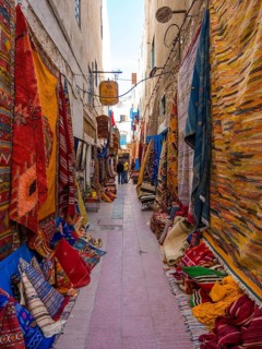 Historic centre of Essaouira with carpet dealers