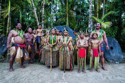 Traditionally dressed islanders