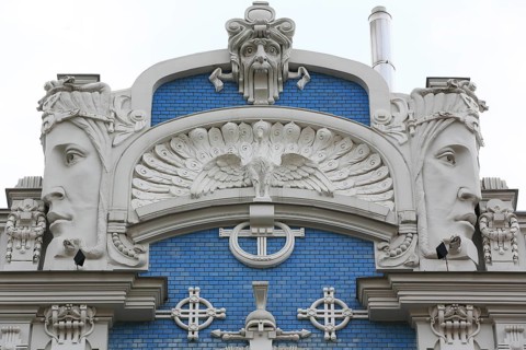 Art Nouveau facade of the house Eliza iela 10b or Elizabeth Street 10b