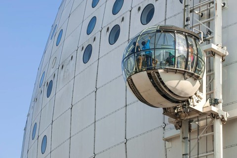 Sky View cabin on the dome of the event arena Ericsson Globe