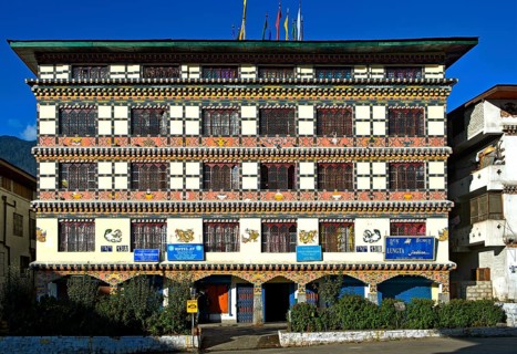 Commercial building with company nameplates