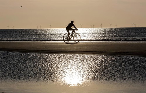 Cyclists on North Holland's coast at Egmond aan Zee