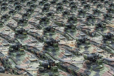 Armored vehicles type Marder awaiting scrapping