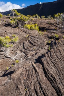 Solidified lava in the crater of the Piton de la Fournaise volcano