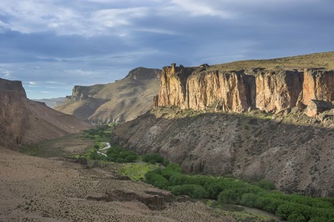 View from the Cueva de las Manos on the valley of the Rio Pinturas