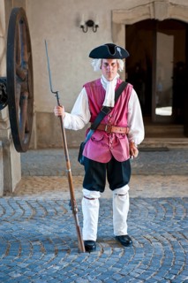 Traditionally dressed guard in the Alba Carolina Fortress