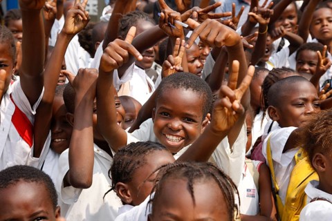 School children in school uniform
